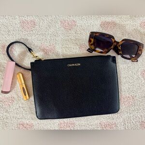 Calvin Klein Black Leather Wristlet